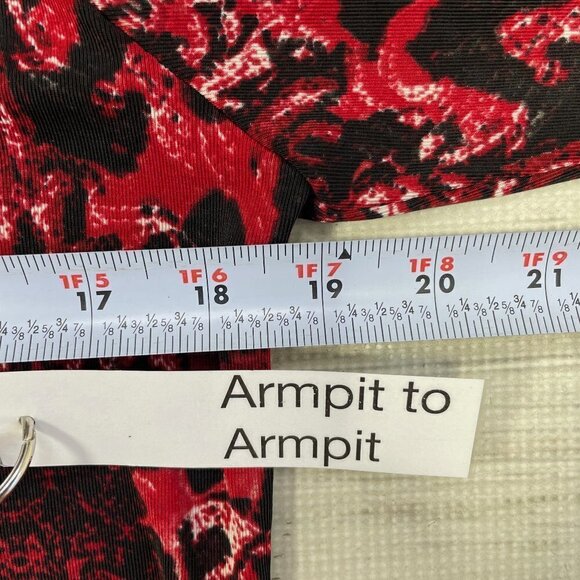 Chico's Top Shirt Round Neck Red Black Animal Print Medium 8 - Picture 10 of 12